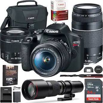 Canon EOS Rebel T7 DSLR Camera 24.1MP Wi-Fi with 18-55mm & 75-300mm Lenses – Black - Image 3