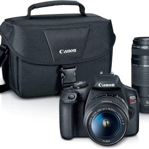 Canon EOS Rebel T7 DSLR Camera Double Lens Kit with 18-55mm & 75-300mm Lenses, 24.1MP Wi-Fi Camera - Black