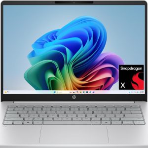 HP OmniBook 3 14" AI Laptop Snapdragon X X1-26-100 16GB RAM 512GB SSD 2K Display Windows 11 Home Glacier Silver