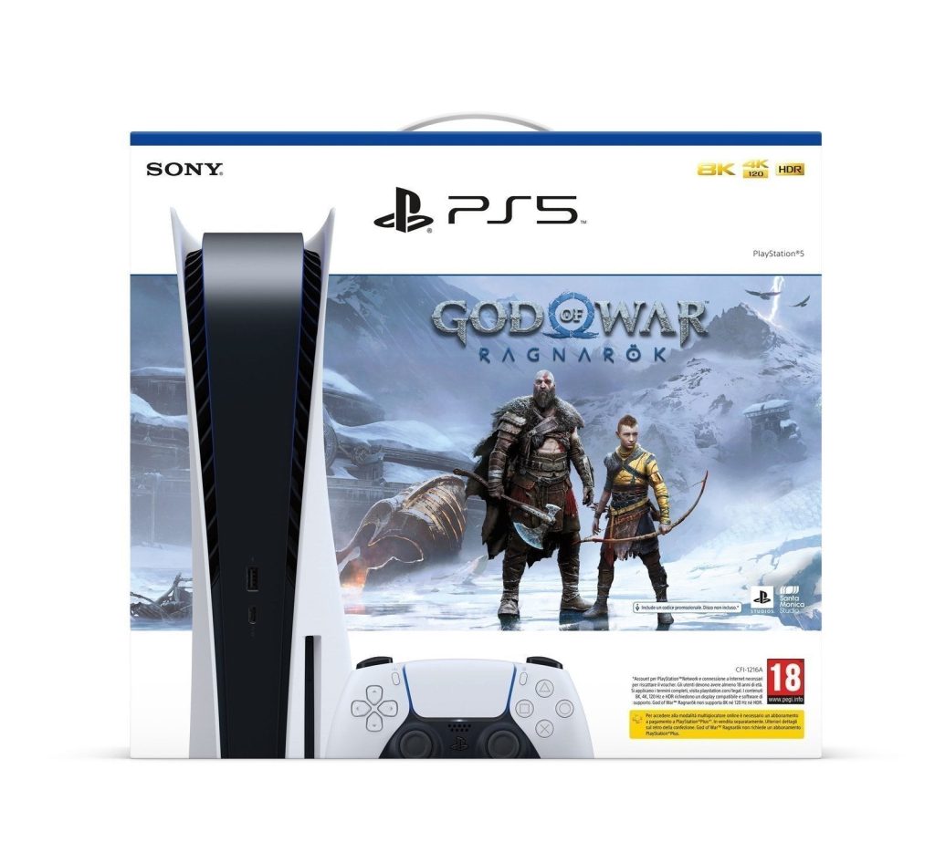 Sony PlayStation 5 Digital Edition 825GB Console – God of War Ragnarök Bundle, White