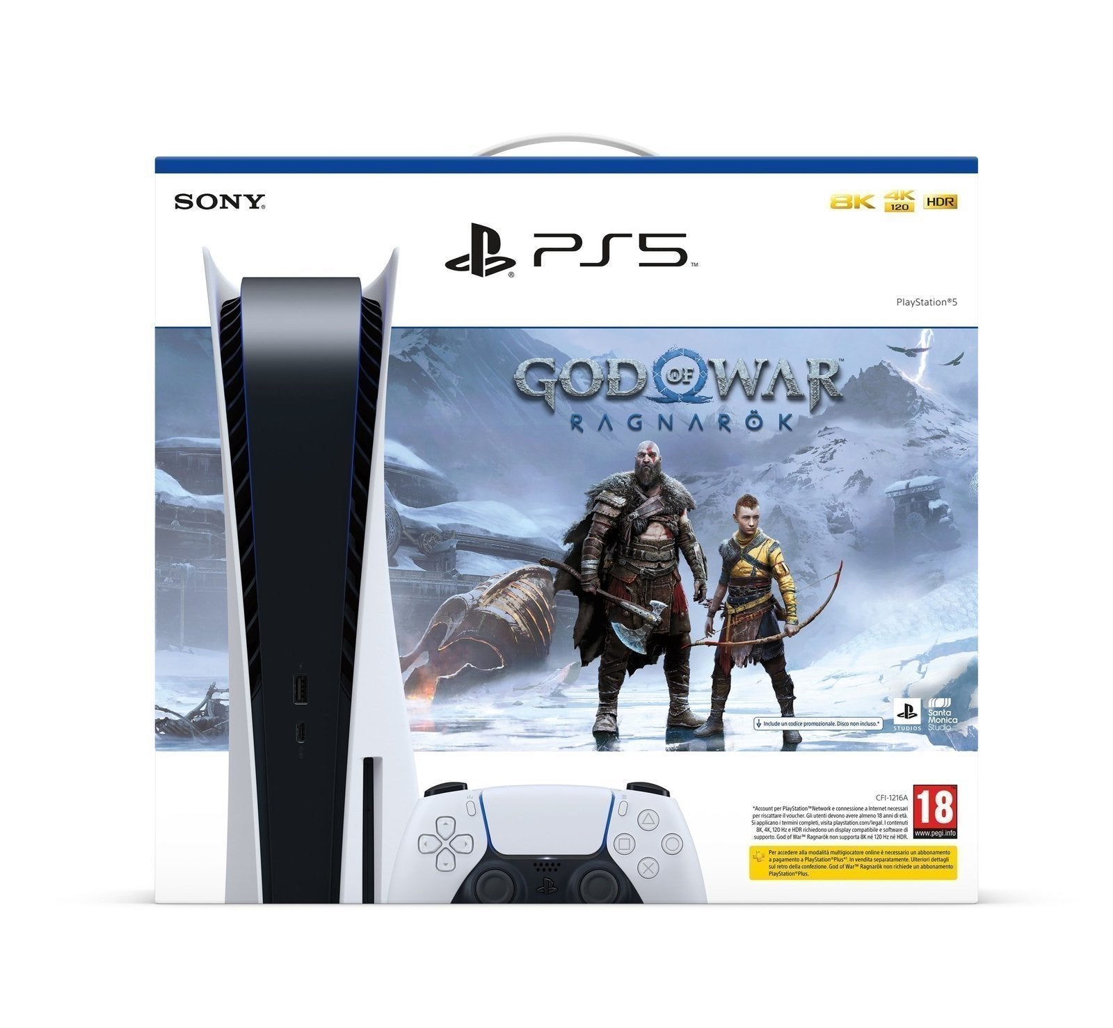 Sony PlayStation 5 Digital Edition 825GB Console – God of War Ragnarök Bundle, White